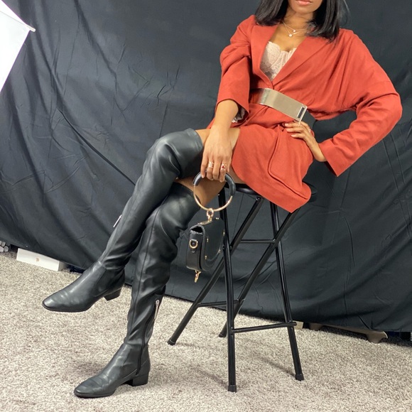 Zara Black Knee-High Boots 37 (6.5)